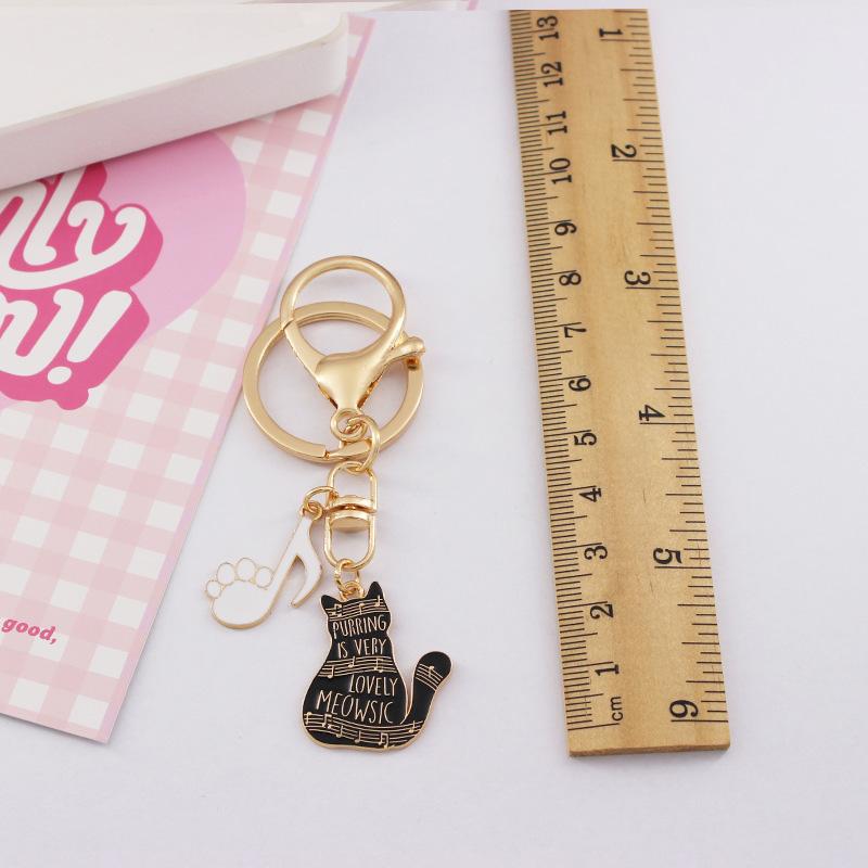 1PC Car Key Chains Creative Cat Keychain Handbag Charm Alloy Guitar for Women Music Note Pendant Keyring Musical Piano