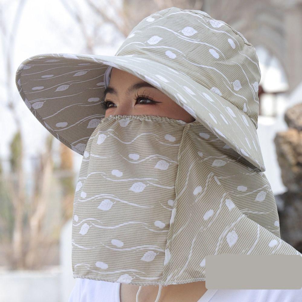 Sun Protection Cover Face Cap Neckline Mask Tea Picking Hat Portable Sunscreen Bucket Hat  Riding