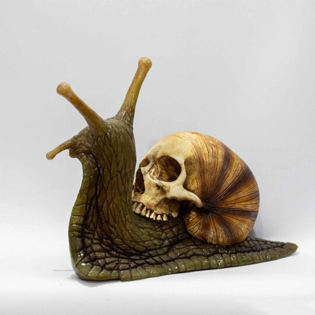 Halloween Snail Skull Sculpture Gothic Decoration Statue Patio Figurine Crafts Home Bionic Animal Garden Decoration Crafts