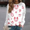 Women's Fashion Casual Long Sleeve Christmas Printed  Neck Sweatshirt Top