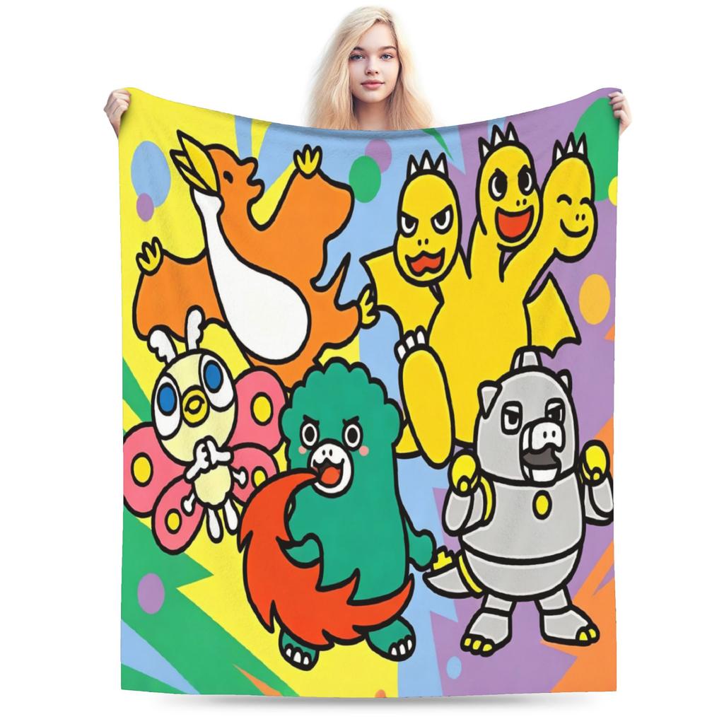 Chibi Monster Island Buddies Fleece Throw Blankets 80S Blanket For Sofa Office Super Soft Bed Rug