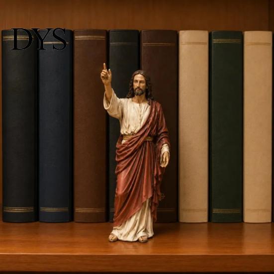 Religiöse Harzfiguren Jesus liest Buch Figur, Kleine Statue für Bücherregal Kaminsims Gebet Innen Kaminsims Tischdeko Nischen-Dekoration,
