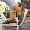 Women's Espadrille Platform Loafers - Round Toe Slip-On Casual Flats with Chunky Sole, Minimalist Fall Shoes
