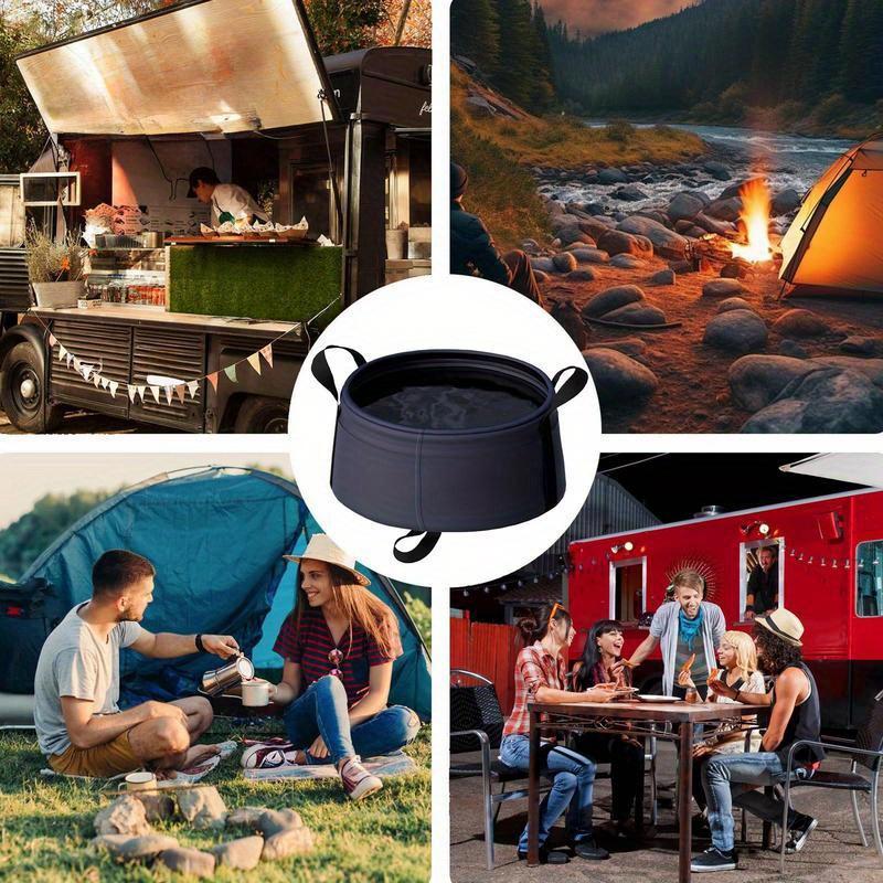 1PC Folding Portable Fishing Bucket with Comfortable Handle, Ideal for Camping, Picnics, Travel, Washbasin, Fishing Bucket, Outdoor Supplies