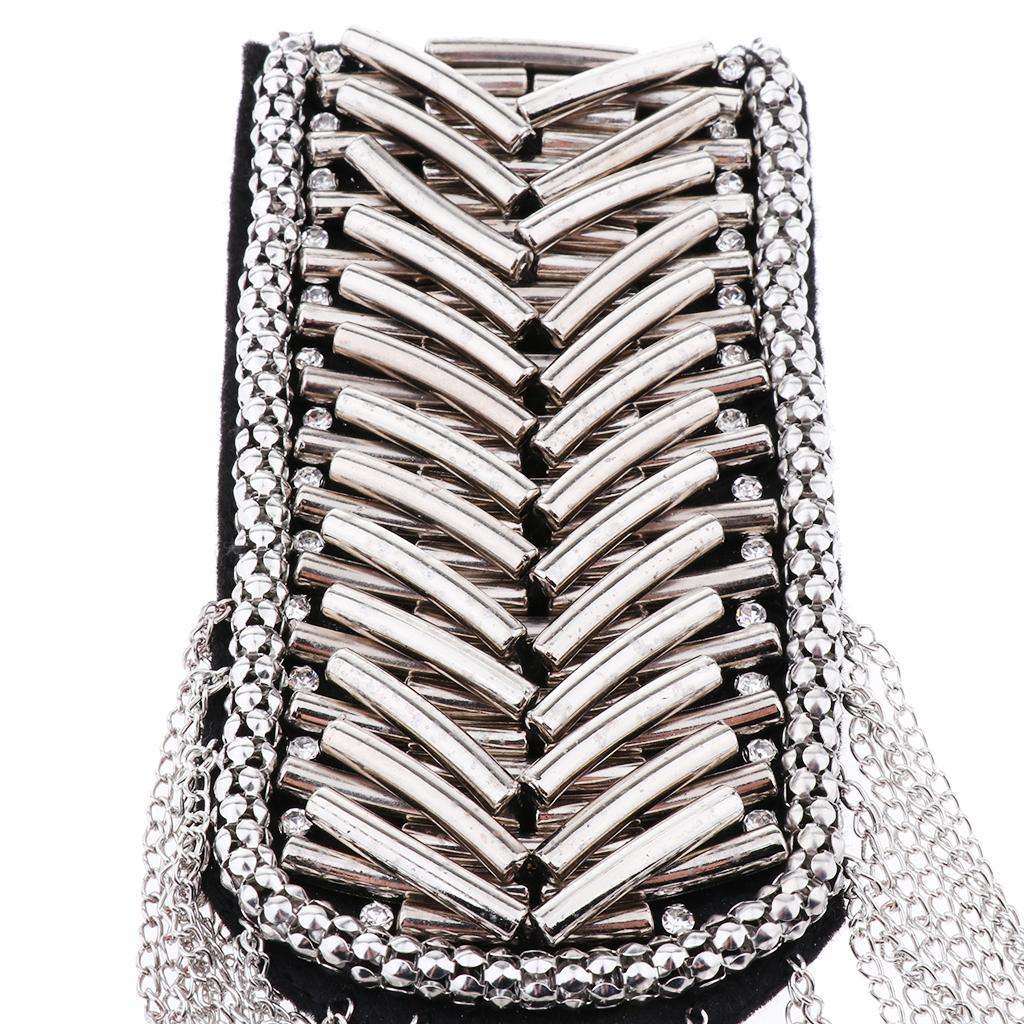 Epaulet Chain Brooch with Long Fringe Decorative Shoulder Badge Luxury Jewelry for Gothic Costume and Ceremony