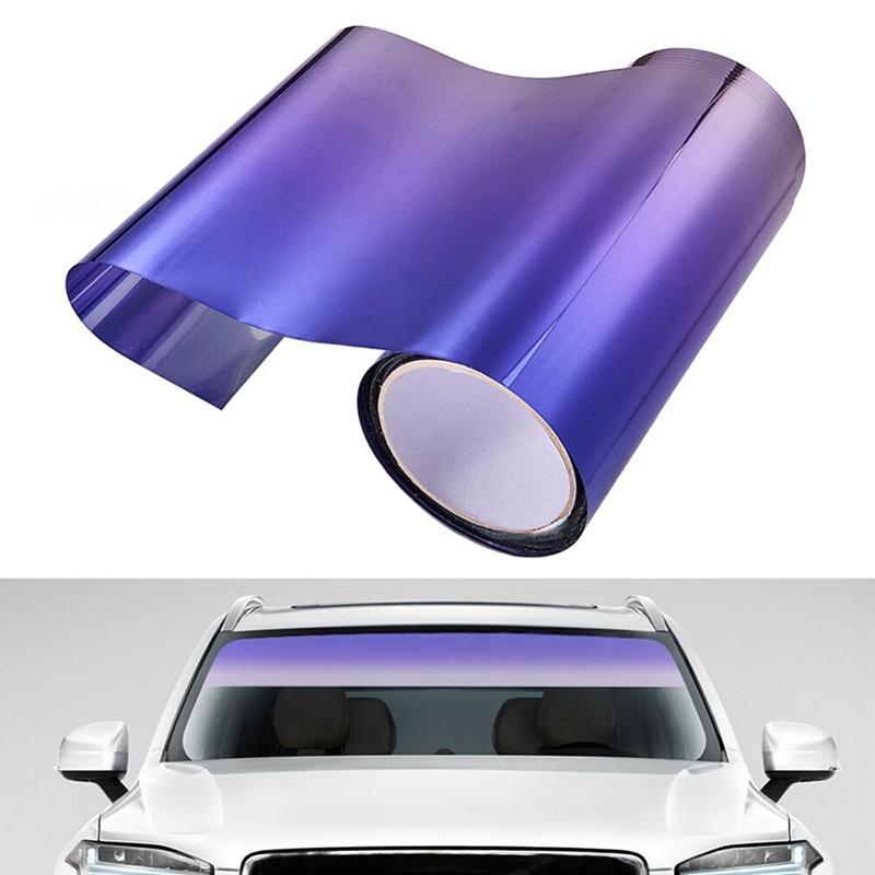 Солнцезащитная полоса для автомобильного окна, тонировочная пленка для лобового стекла, защита от солнца, блокировка УФ-излучения, самодельная пленка, градиентная зеркальная тонировочная пленка 20x150cm синий