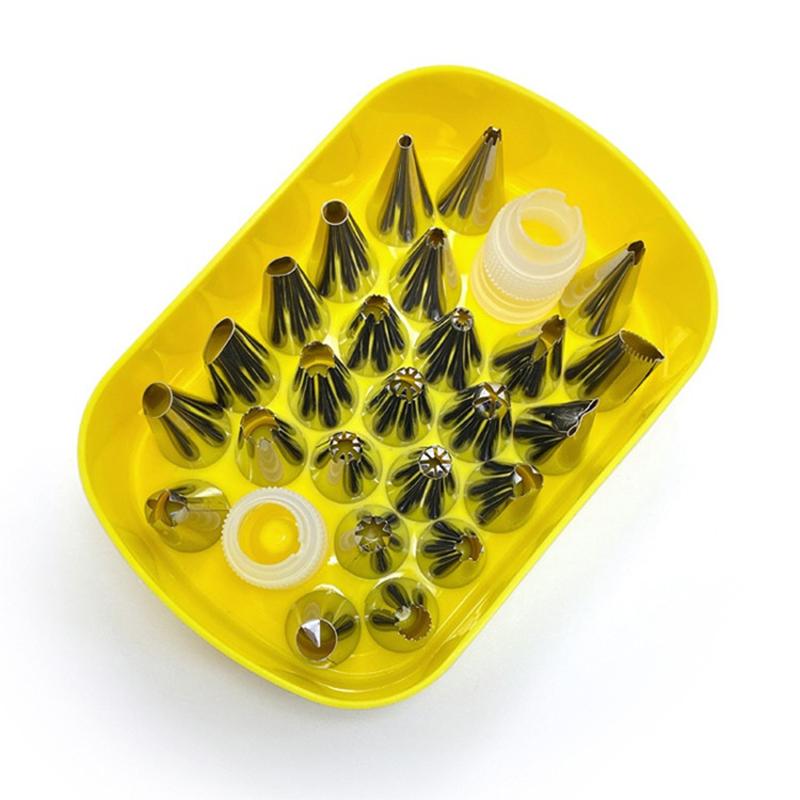 Piping Tip Organizers Box With 25 Pcs Seamless Piping Tips 2 Adapters Nozzles Tip Cake Decorating Tools