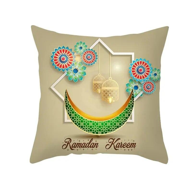 45x45 Cm Eid Mubarak Print Cushion Cover Home Living Room Sofa Decoration Square Pillow Cover