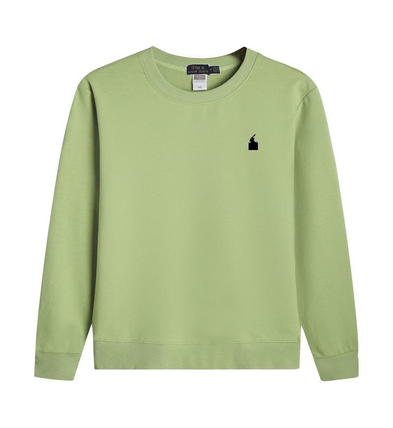 Casual Autumn American Style Pure Cotton Long Sleeve Polo Hoodie with Embroidered Horse Design
