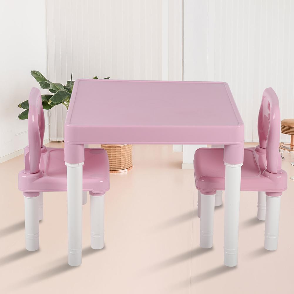 Childrens Kids Plastic Table Chair Set Lrning Studying Desk for Home Kindergarten Blue Green