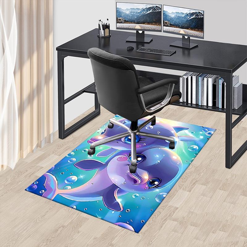 1pc Anime Dolphin Chair Mat - Cute Dolphin Design Office Rug, Non-Slip Carpet for Desk, Festival Gift, Seasonal Decor, Suitable for Home and Office Us