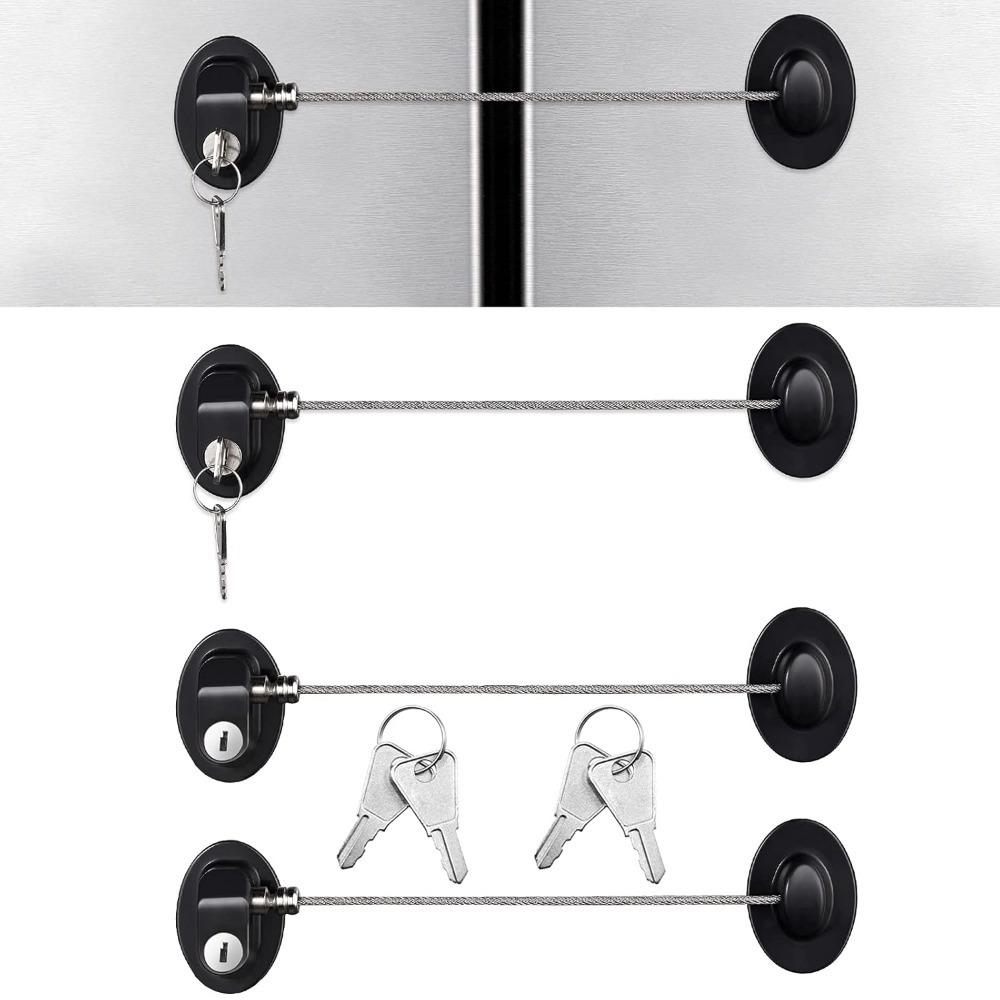 2pcs Self-Adhesive Mini Locks with Keys - Perfect for Refrigerators, Freezers & Drawer Doors, Black