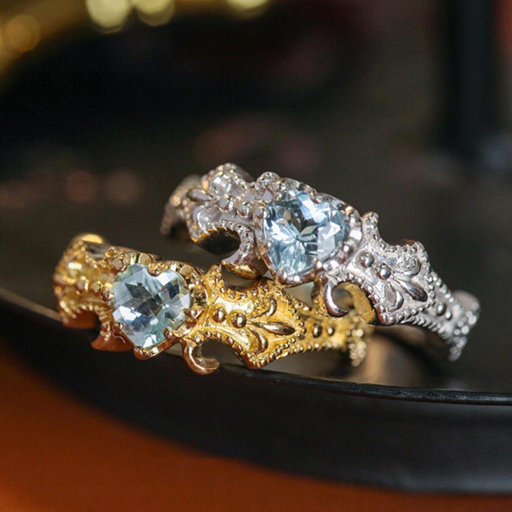 S925 Sterling Silver Gold-Plated Diamond Ring - Niche Retro High-End Cold Style Jewelry