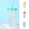 Color Changing Tumbler with Lids and Straw Reusable for Cold/Hot Drink Confetti Pattern Cup for Adults & Kids 701-800ml WWO66
