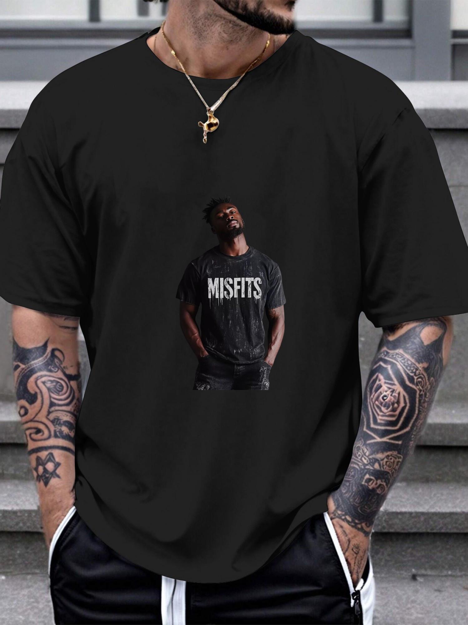 1pc Misfits bold white distressed graphic black T-shirt S
