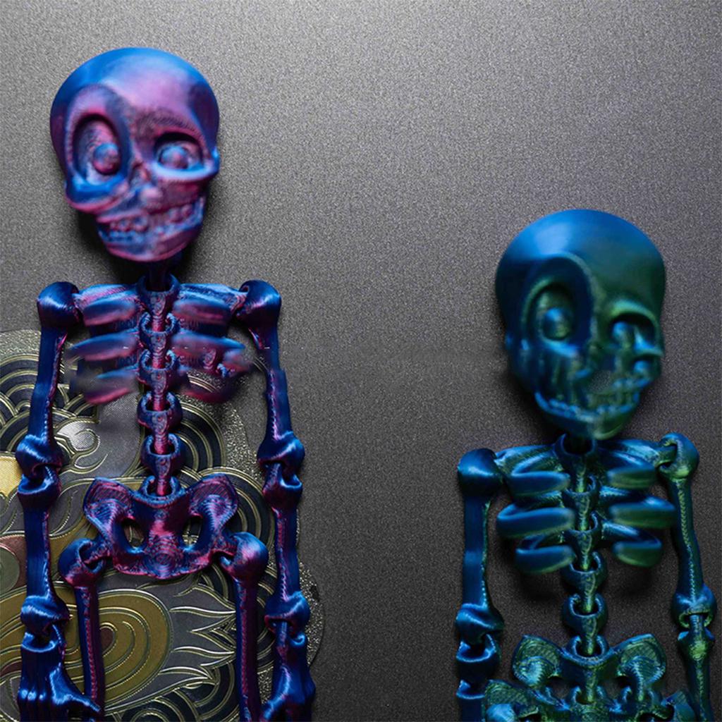 Poseable Skeleton Fridge Magnet 3D Printed Articulated Skeleton Decor Halloween Horror Luminous Skull Magnet Fridge Sticker