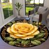1pc Office Carpet Chair Mats Golden Rose Ornament Perfect for Decorating Office Chairs, Living Rooms, Or Bedrooms