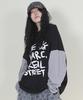 Deumakeu Oversized Real Street Text Long Sleeve T-Shirt Black