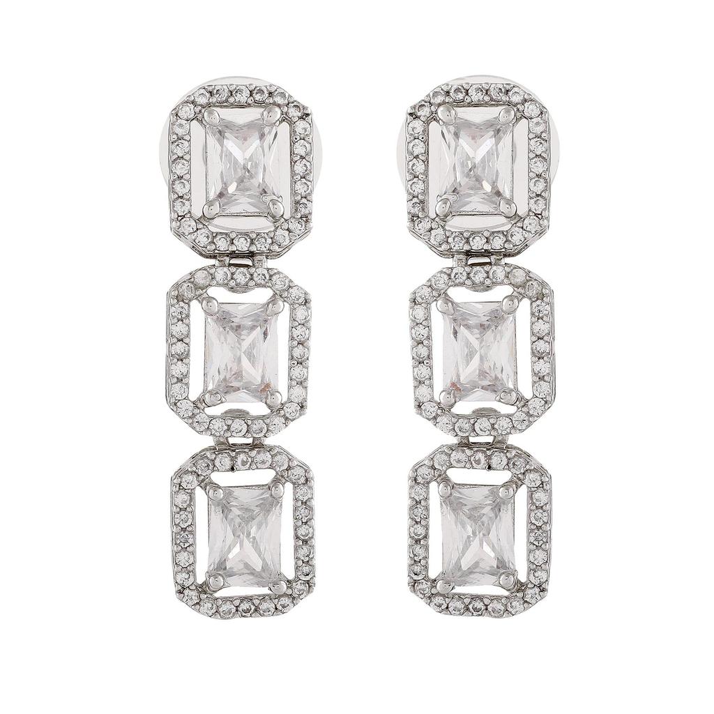 Estele Rhodiniertes Ossum-Halskettenset mit achteckigem Zirkonia für Damen