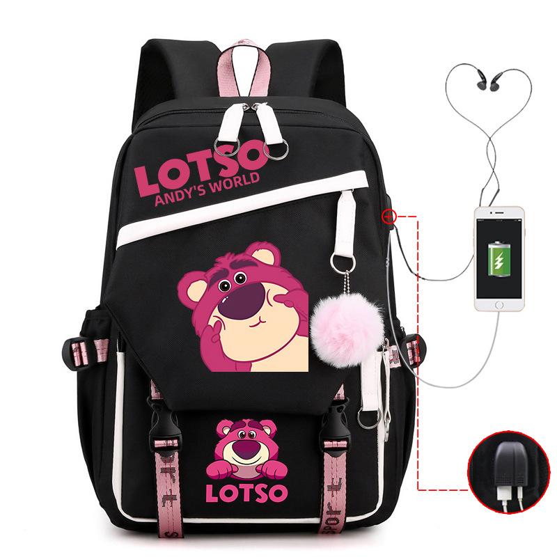 Cute Xiaoqing Strawberry Bear Peripheral High-Value Backpack Lightweight Student School Bag