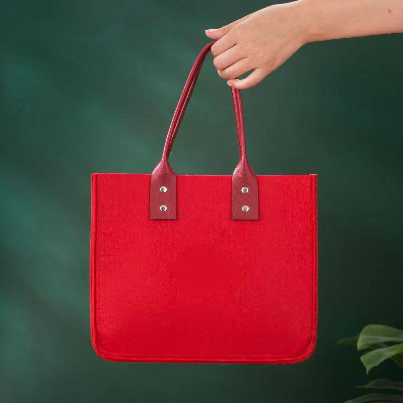 Chinese Wedding Double Happiness Candy Bag - Felt Gift Bag with Fortune Character