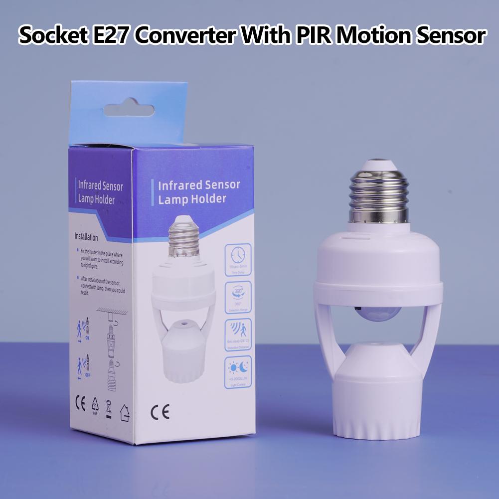 E27 Lamp Base Socket Converter PIR Motion Sensor Smart Light Switch Infrared Body Human Detector Light Bulb Holder
