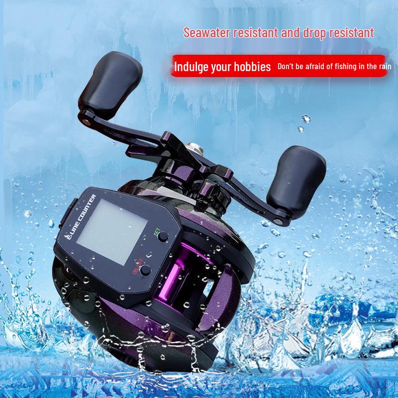 Mulinello da pesca digitale impermeabile per mano destra con schermo grande e bobina profonda