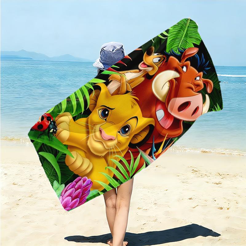 1Pc Lion Adventure Beach Towel Microfiber Beach Towel Thin Absorbent For Beach Swimming Yoga Bath Sports 0917270