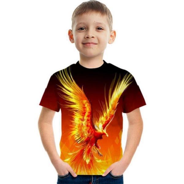 Fashionable Summer Children's Top Creative Colorful Fun Animal 3D Printed T-shirt Boys Girls Comfortable Soft Breathable Short Sleeves T-shirt