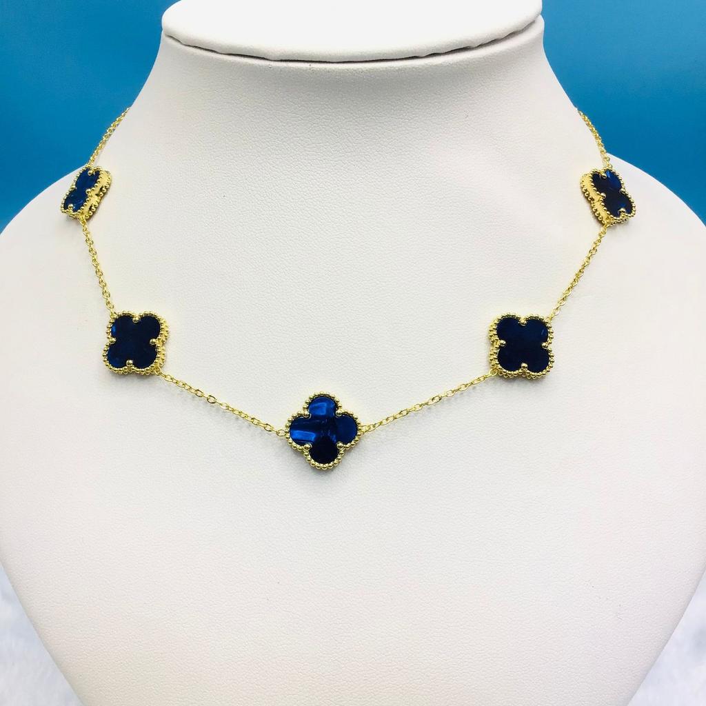 Titanium Steel 15Mm Clover 18K Five Flower Necklace Double Sided Lucky Four Leaf Clover Side Slotted Necklace