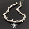 1Pcs Sun Pendant Irregular Beaded Chain Jewelry Bohemian White Natural Stone Choker Necklace For Women Vacation Daily Wear