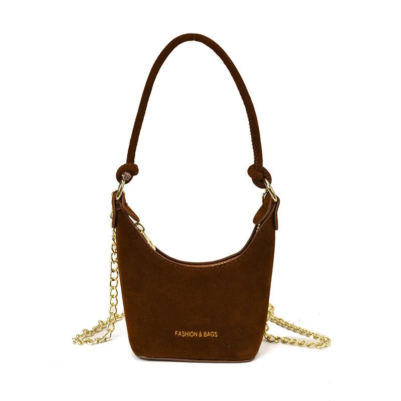 Children Retro Frosted Velvet Bucket Bag With Solid Color Design For Daily Style