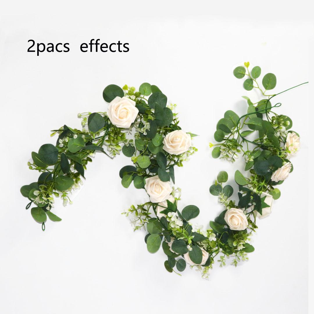 

Искусственная ротанговая гирлянда из эвкалипта длиной 1,8 метра, зеленая, белая, розовая, гирлянда из листьев эвкалипта шампанского