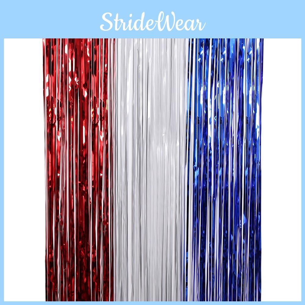Vibrant Red White And Blue Independence Day Rain Curtain For Festive Party Decorations