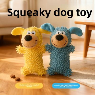 Mopp Plüsch, Niedlicher Hund Beißt und Macht Geräusche, Wurf- und Zähneknirschspielzeug, Interaktive Plüschtiere zur Hundeerziehung für große und kleine Hunde