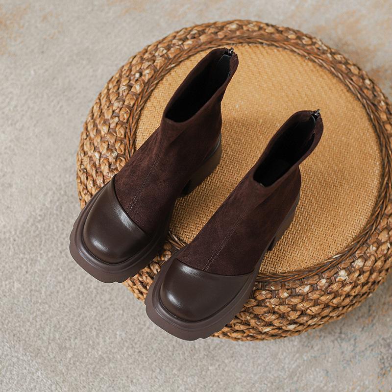 

Autumn and winter new inner heightening Martin boots women s retro platform high-heeled Maillard short boots thin boots 39