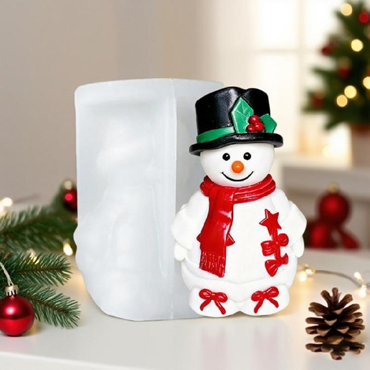 Weihnachtsthema Kerze Silikonform Schneemannform Silikonform für handgemachte Kerzen- und Seifenherstellung Epoxidharz-Handwerk