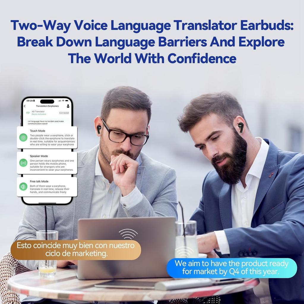 Ai Translation Earbuds Real Time 3-in-1 Language Translator Earphone 137 Languages Accents Two-Way Translator Headphone for Travel Business Leaning