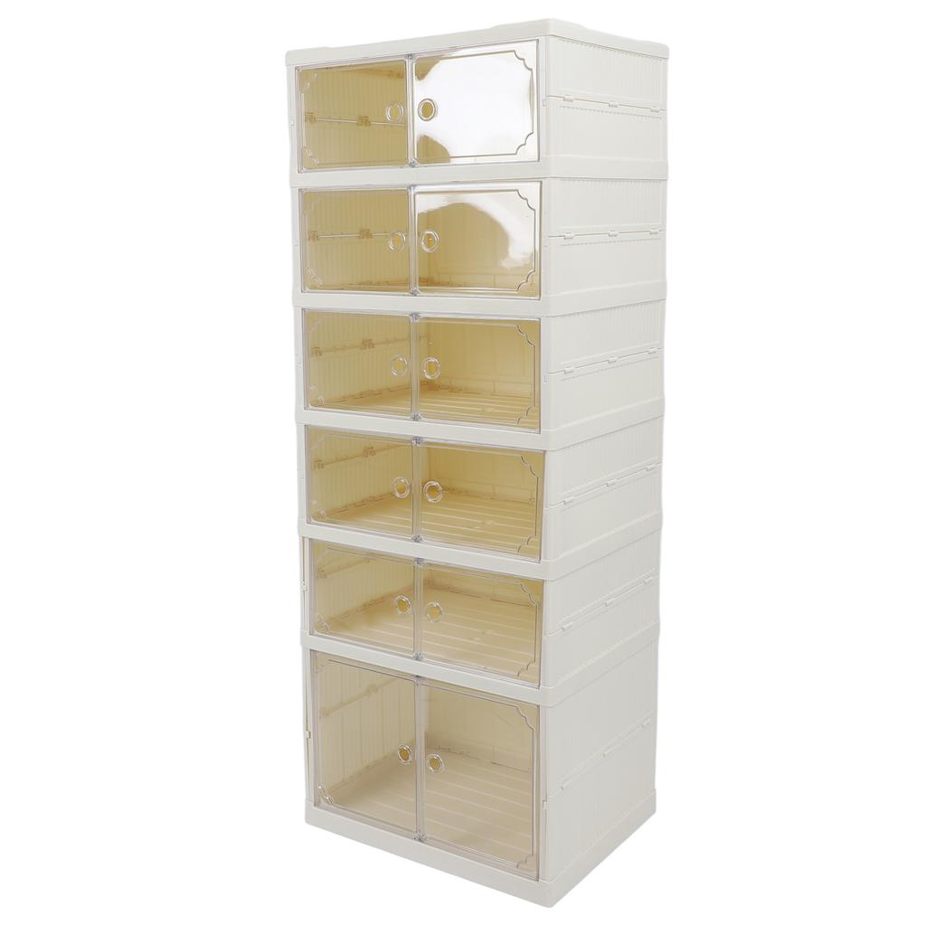 Foldable Shoe Boxes Double Row Dustproof Transparent Lids Magnetic Thickened Plastic Shoe Storage Rack Stackable Shoe