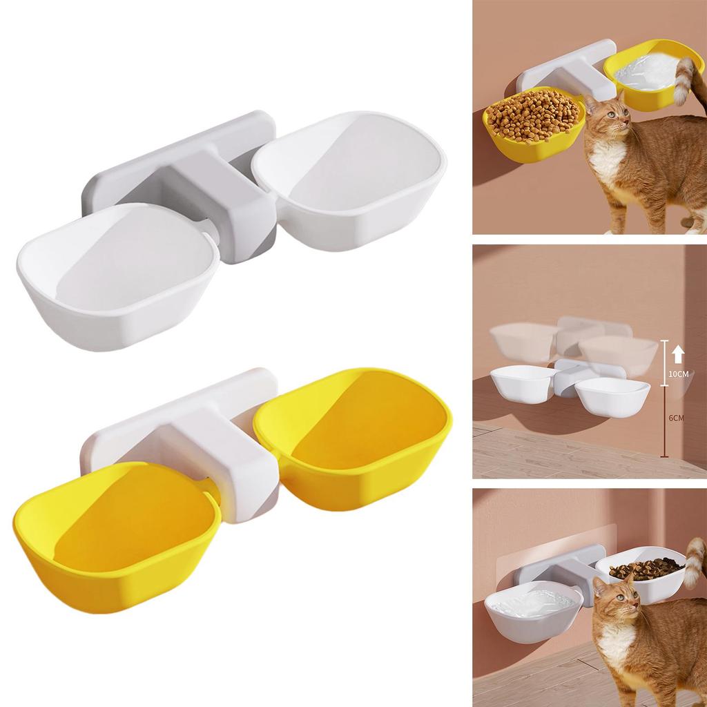 Cat Bowls Wall- Mounted Cat Food Container, Raised Pet Feeding Dishes Hanging