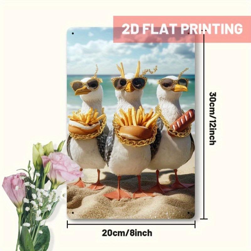 

Cool Seagull Metal Sign Funny Beach Wall Decor D Printed Iron Plaque xcm 20x30cm（7.8x11.8inch）