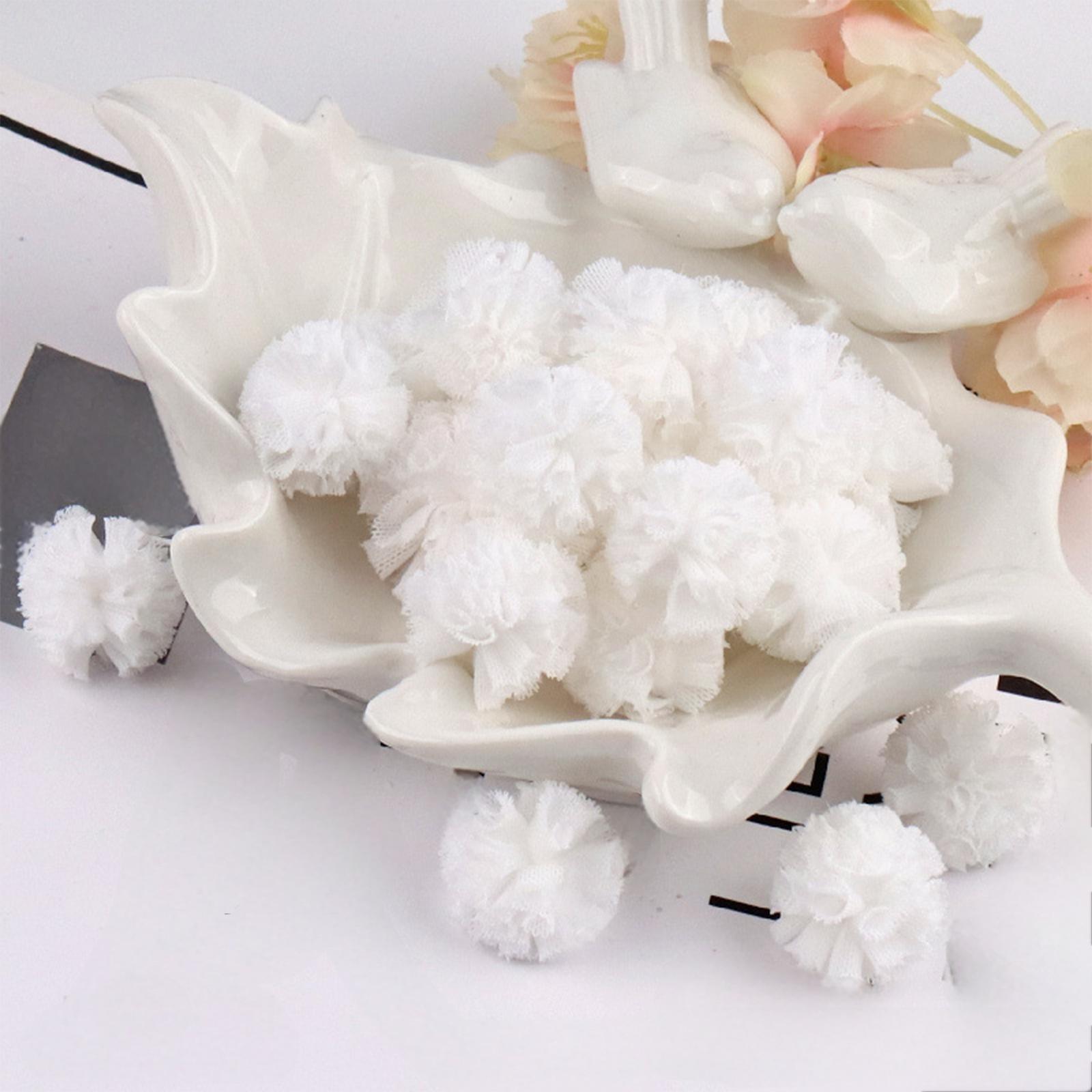 

20 шт. 25 мм двухцветный эластичный сетчатый шифоновый шар для самостоятельной сборки детской одежды, шапок, обуви, заплаток, ручной работы, детского головного убора, банта, декора One Size белый