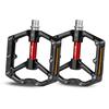 GORIX Bicycle Sealed Aluminum Suitable for Cross Road and Mountain Black X Red Pedals, Flat, Wide, Reflective, Anti-Slip, Bearings, Durable,