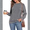 Women's Fashionable Casual Long Sleeved Loose Striped Top
