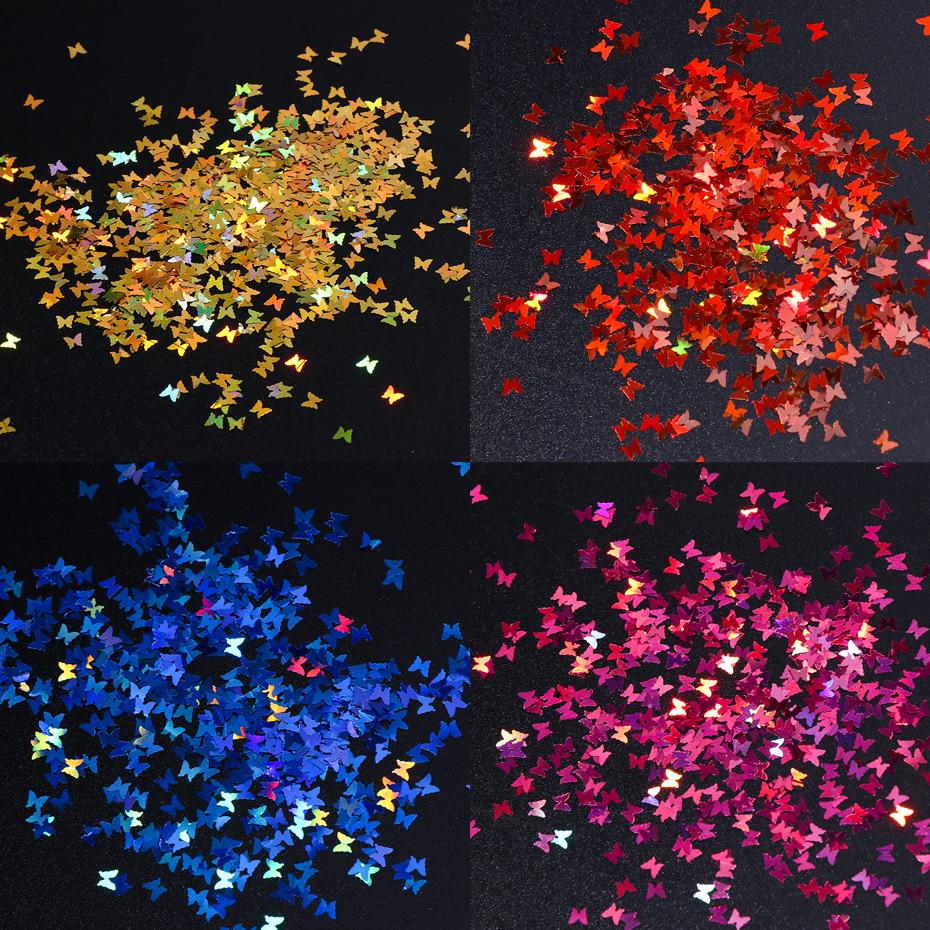 Mirror Sparkly Butterfly Nail Sequins Paillette Mixed Colors Nail Holographic Glitter 3D Flakes Slices Art Accessories