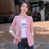 K-style Spring/Summer New Arrival Fashion Commuter Ol Thin Suit Collar One Button Five-Quarter Sleeve Small Business Suit Coat Easiest for Match Women