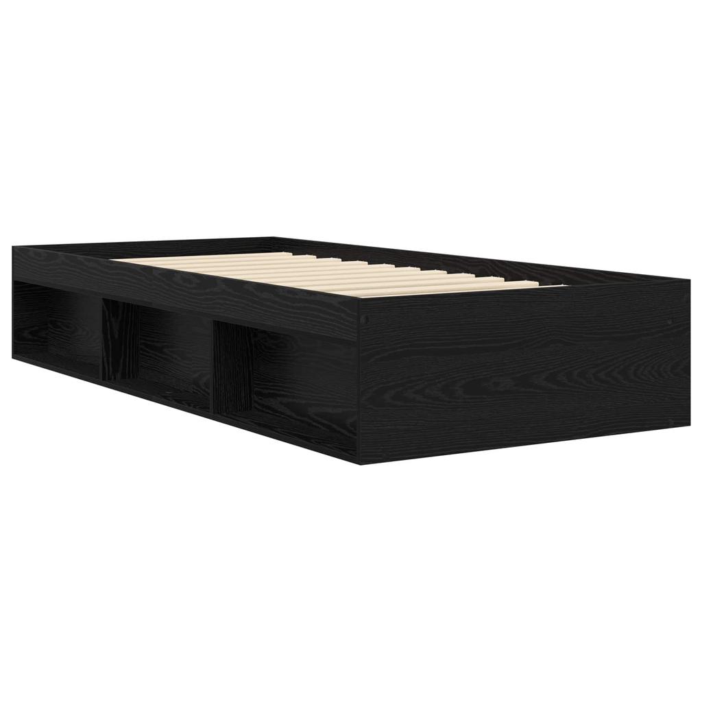 Bed Frame with Storage and Shelf Black Oak 80 x 200 cm