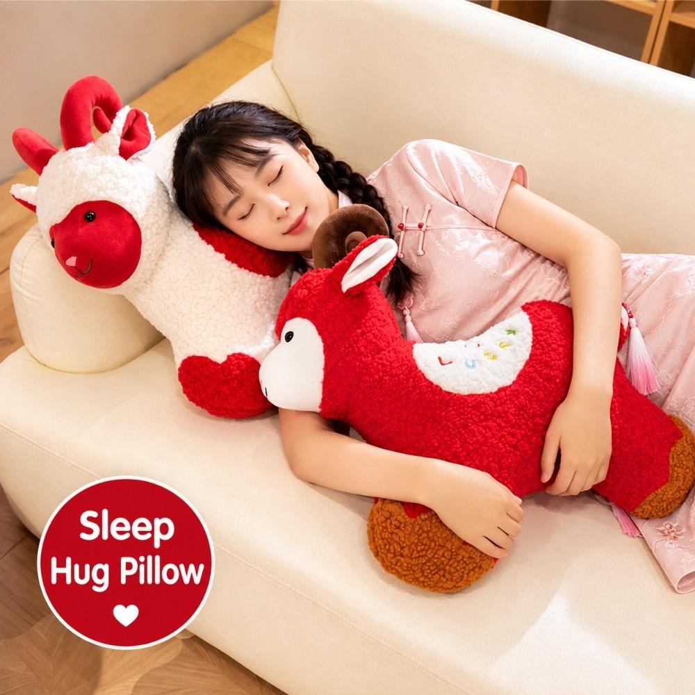 Soft Lamb Stuffed Animal Throw Pillow Sheep Year Plush Doll New Year Sheep Doll Gift for Children