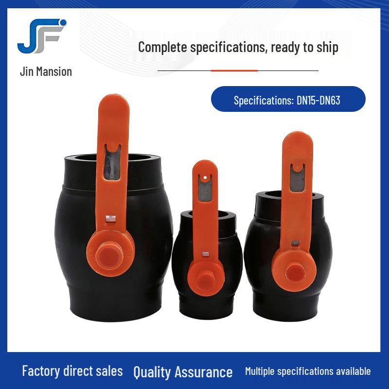 High Flow Plastic Ball Valve with Steel Handle for Water Supply, 4-Point Thickened Port, Pipe Fittings