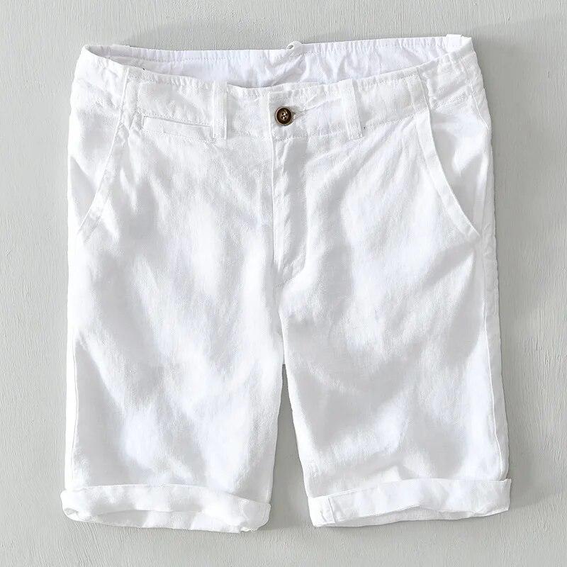 Summer 100% Linens Men's Shorts Holiday Beach Short Baggy Pants Breathable Men Clothing Fresh Color Straight Casual Shorts